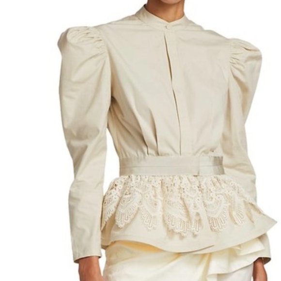 NWT - SILVIA TCHERASSI Carrie Puff Sleeve Peplum Top - M (fits small) - Picture 1 of 15